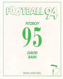 1994 Select AFL Stickers #95 David Bain Back